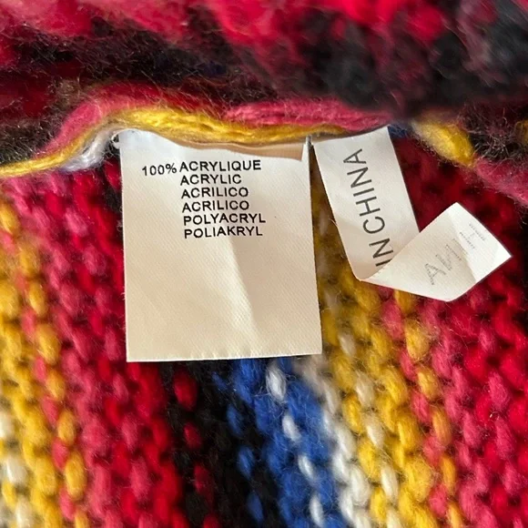 Golden Days Paris | Women’s rainbow tripped balloon sleeve pullover sweater, OS - Picture 4 of 16